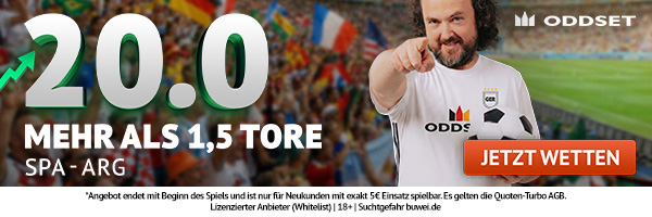 ODDSET WM Boost Finale ESP ARG 19.7. Quote 20
