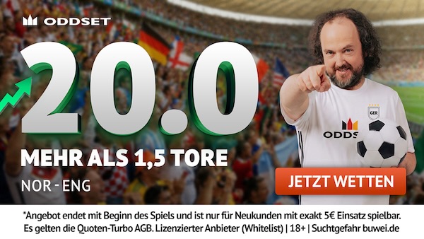 oddset quoten turbo auf mehr als 1,5 tore bei norwegen england