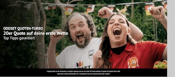 oddset quoten turbo bringt neukunden die quote 20.0 auf ihre erste wette