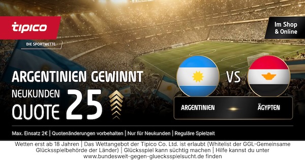 tipico boost auf argentinien gewinnt gegen ägypten