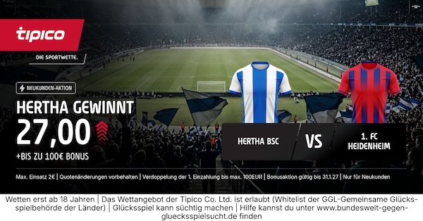 tipico boost auf hertha gewinnt gegen heidenheim